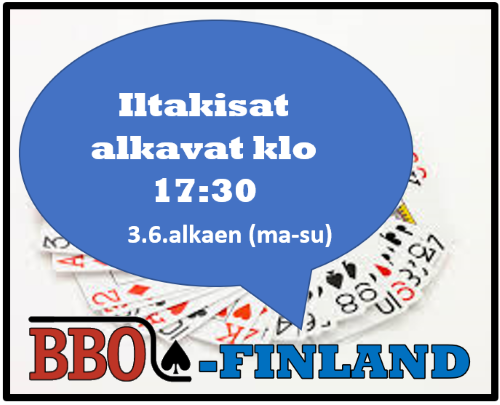 Keskiviikosta 3.6. eteenpäin iltakisat alkavat klo 17:30