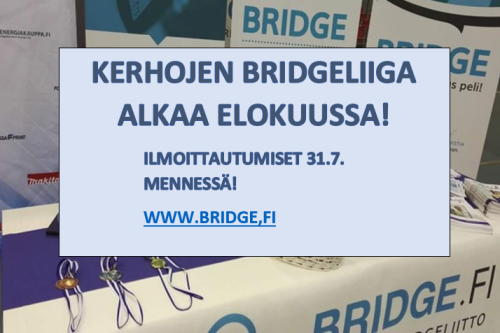 Bridgeliigan pelit alkavat elokuussa