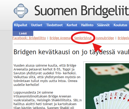 Seniorisivuille löytyy linkki liiton etusivulta!
